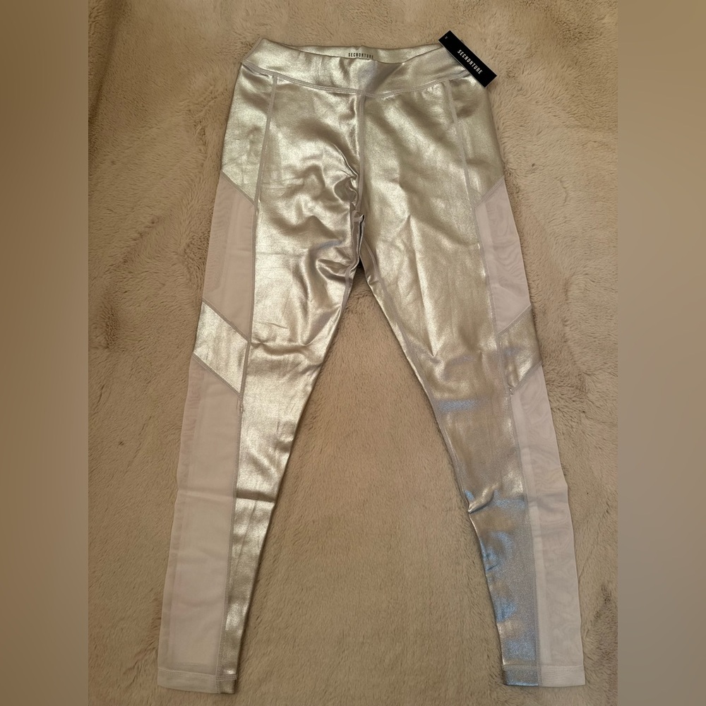 SecndNture Mesh Side Panel Leggings In Silver-Grey